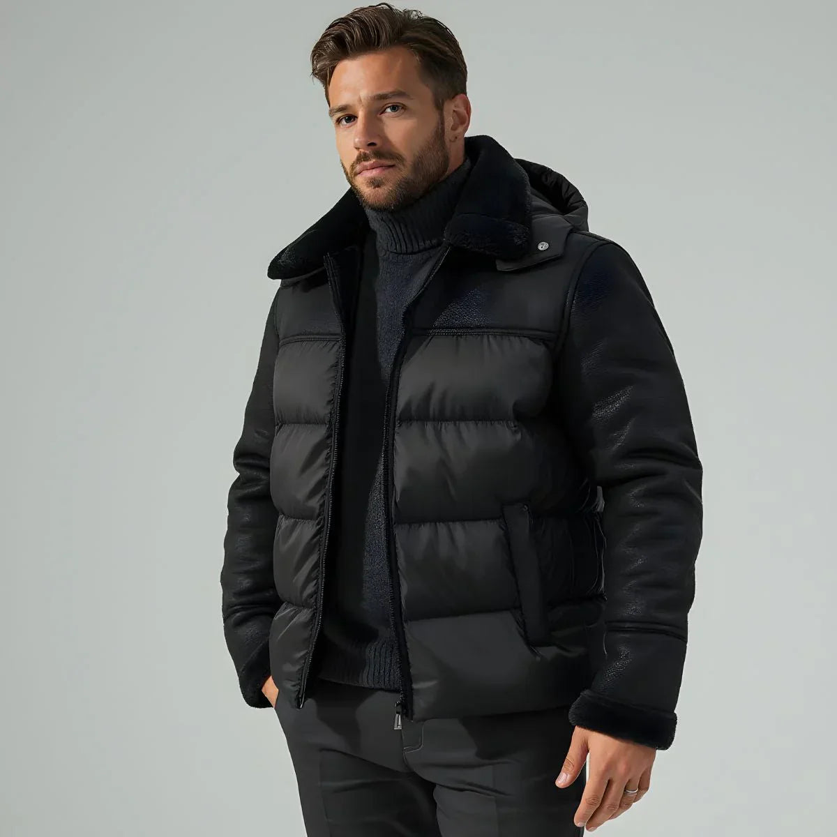 Gabriel | Kožená bunda Puffer